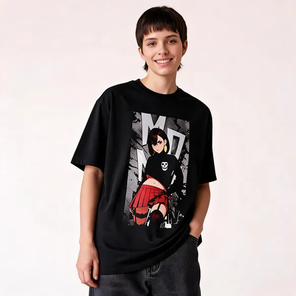 Momo_Ayase_Oversized_Unisex_T_Shirt_Black