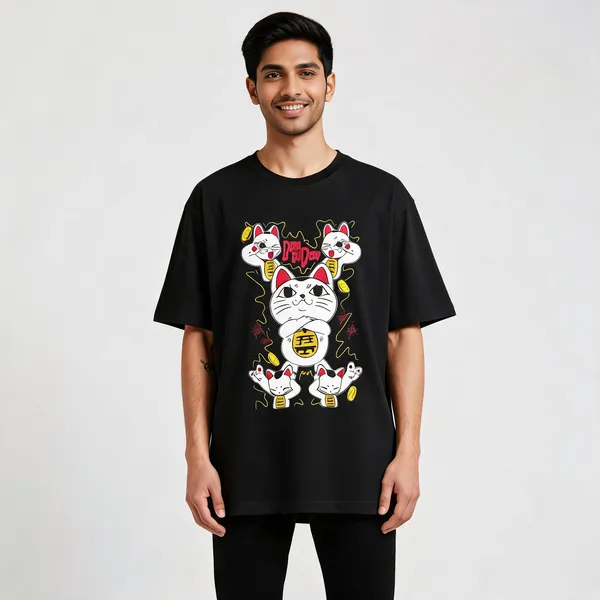 Turbo_Cat_Oversized_Unisex_T_Shirt_Black