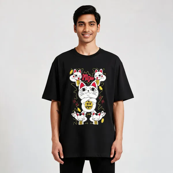 Turbo_Cat_Oversized_Unisex_T_Shirt_Black