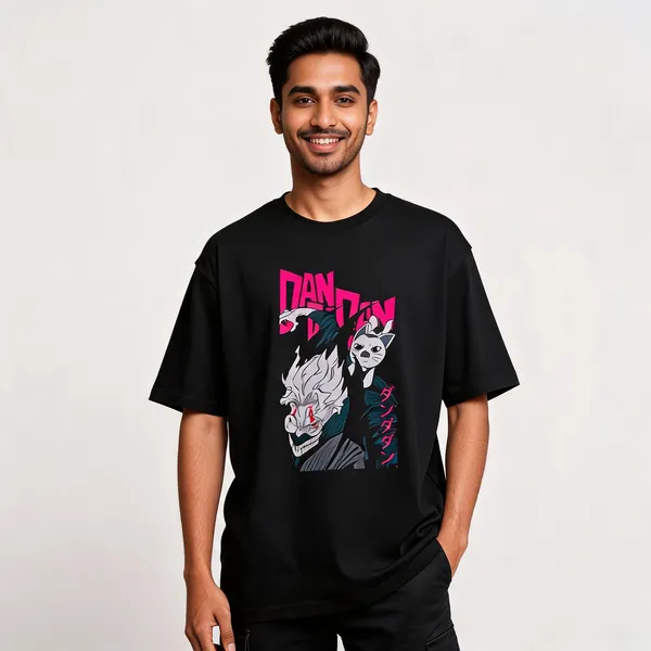 Okarun_Vector_Oversized_Unisex_T_Shirt_Black
