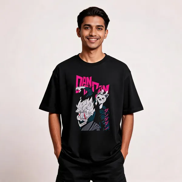 Okarun_Vector_Oversized_Unisex_T_Shirt_Black