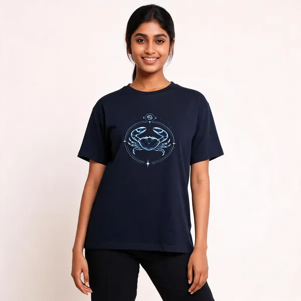 Cancer_Unisex_T_Shirt_Zodiac_Graphic_Tee_Navy_Blue
