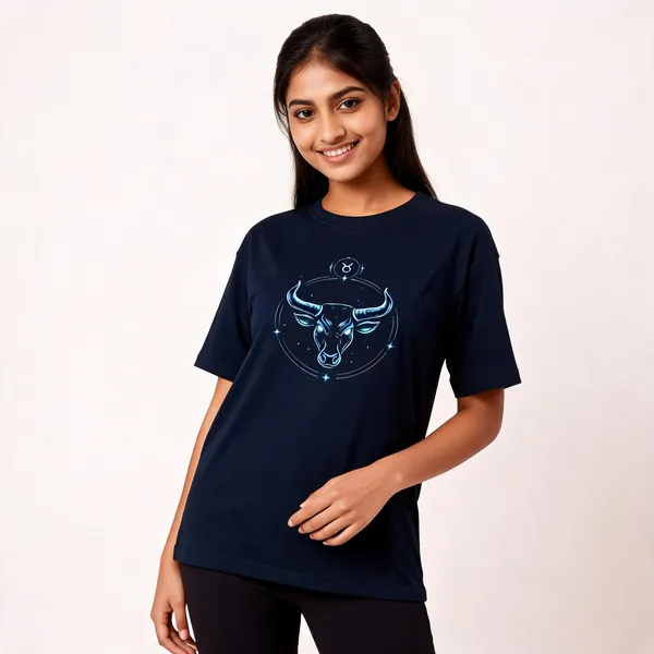 Taurus_Unisex_T_Shirt_Zodiac_Graphic_Tee_Navy_Blue