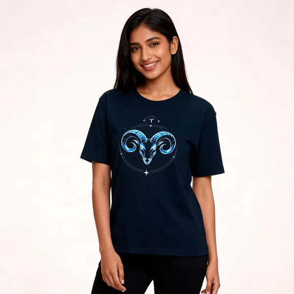 Aries_Unisex_T_Shirt_Zodiac_Graphic_Tee_Navy_Blue