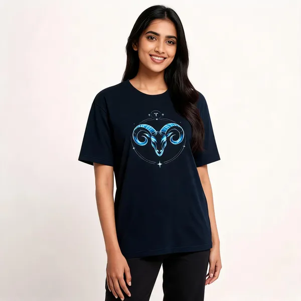Aries_Unisex_T_Shirt_Zodiac_Graphic_Tee_Navy_Blue