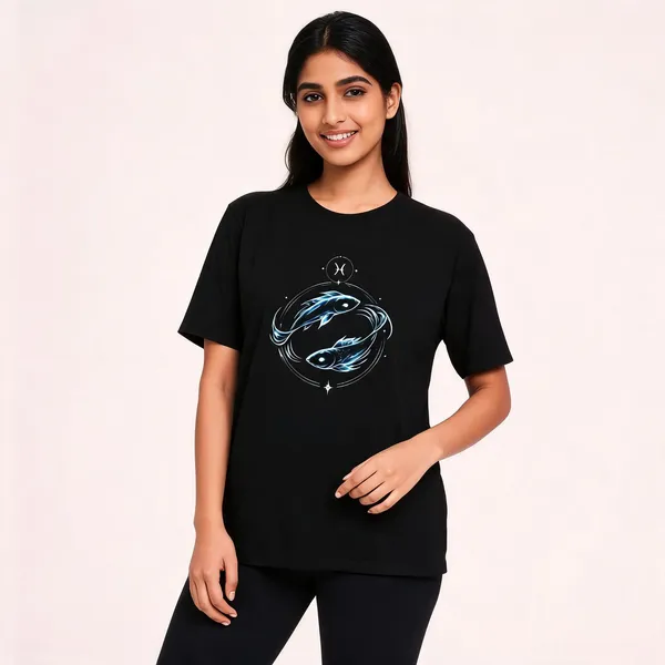 Pisces_Unisex_T_Shirt_Zodiac_Graphic_Tee_Navy_Blue