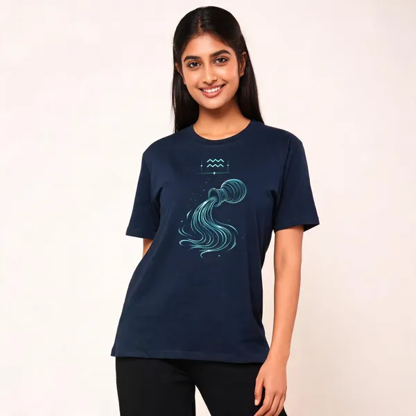 Aquarius_Unisex_T_Shirt_Zodiac_Graphic_Tee_Navy_Blue