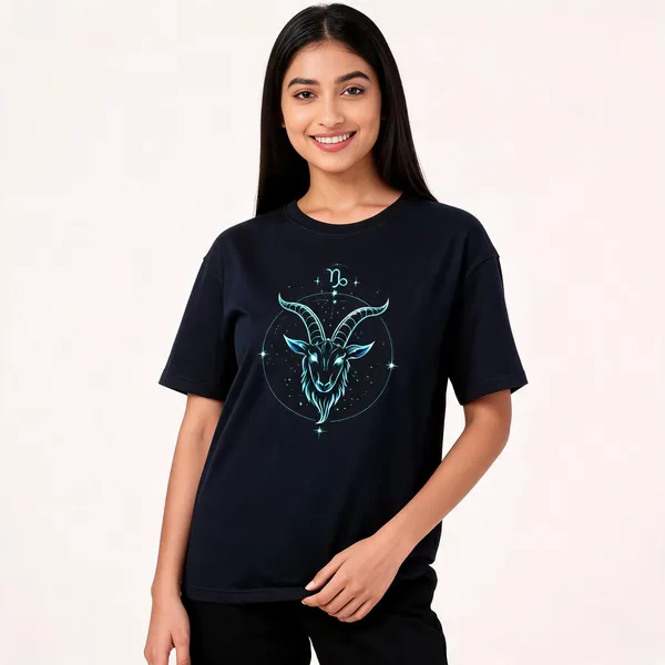 Capricorn_Unisex_T_Shirt_Zodiac_Graphic_Tee_Navy_Blue