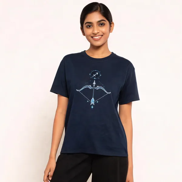 Sagittarius_Unisex_T_Shirt_Zodiac_Graphic_Tee_Navy_Blue