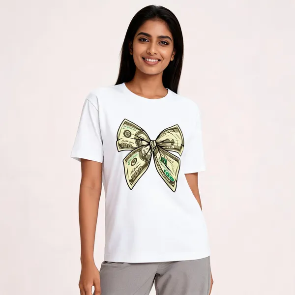 Money_Bow_Unisex_Tee_Lunara_Ink_White