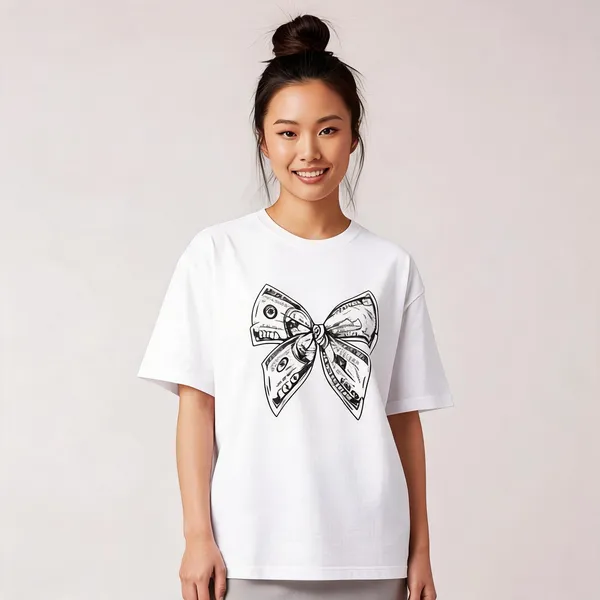 Money_Bow_Unisex_Tee_Lunara_Ink_White