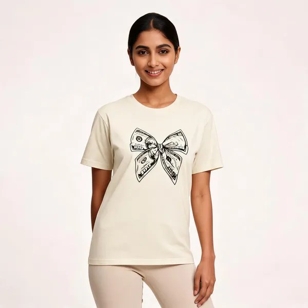 Money_Bow_Unisex_Tee_Lunara_Ink_Off_White