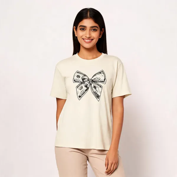 Money_Bow_Unisex_Tee_Lunara_Ink_Off_White