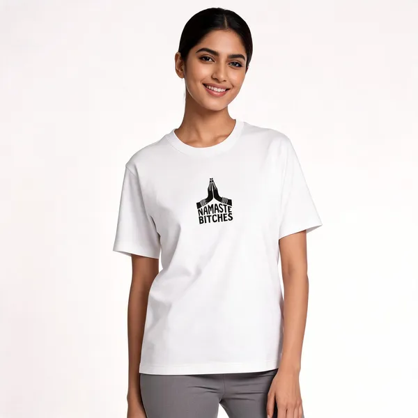 Namaste_Bitches_Unisex_Tee_Lunara_Ink_White