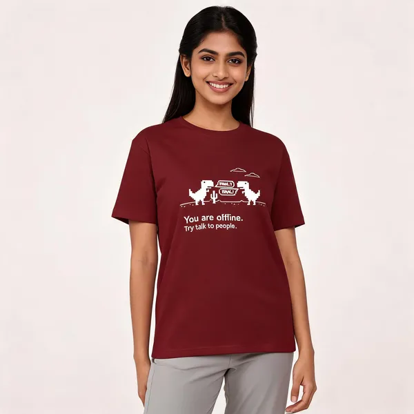 You_Are_Offline_Unisex_Classic_Crew_T_Shirt_Brick_Red