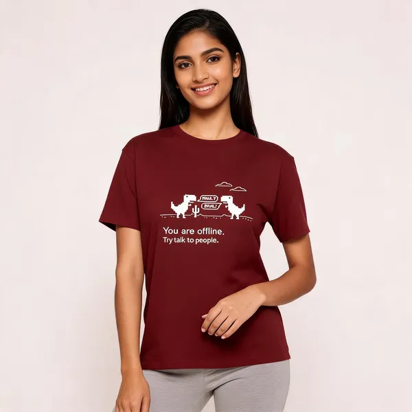 You_Are_Offline_Unisex_Classic_Crew_T_Shirt_Brick_Red