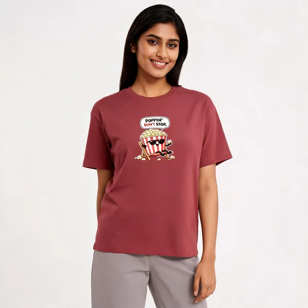 Poppin_Popcorn_Unisex_T_Shirt_Coral