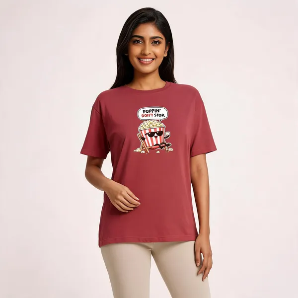 Poppin_Popcorn_Unisex_T_Shirt_Coral