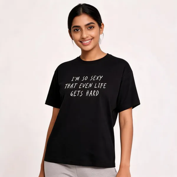 So_Sexy_Even_Life_Gets_Hard_Unisex_Classic_Crew_T_Shirt_Black