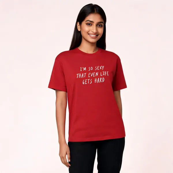So_Sexy_Even_Life_Gets_Hard_Unisex_Classic_Crew_T_Shirt_Red