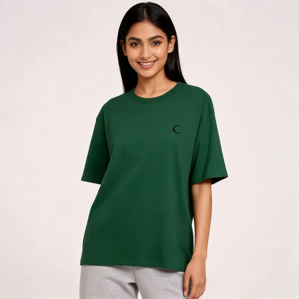 Lunara_Unisex_Oversized_T_Shirt_240_Gsm_Premium_Cotton_Bottle_Green