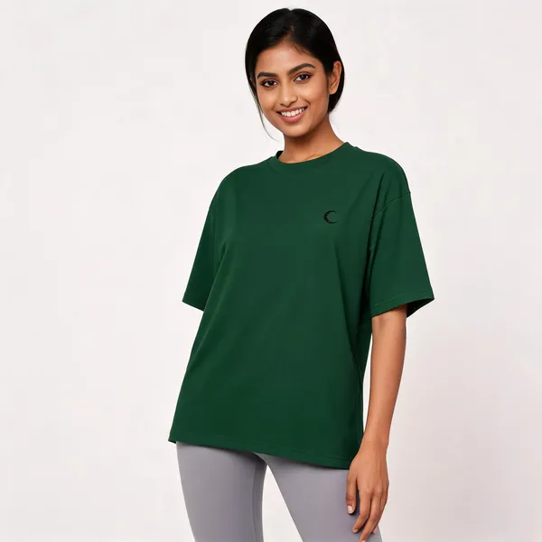 Lunara_Unisex_Oversized_T_Shirt_240_Gsm_Premium_Cotton_Bottle_Green