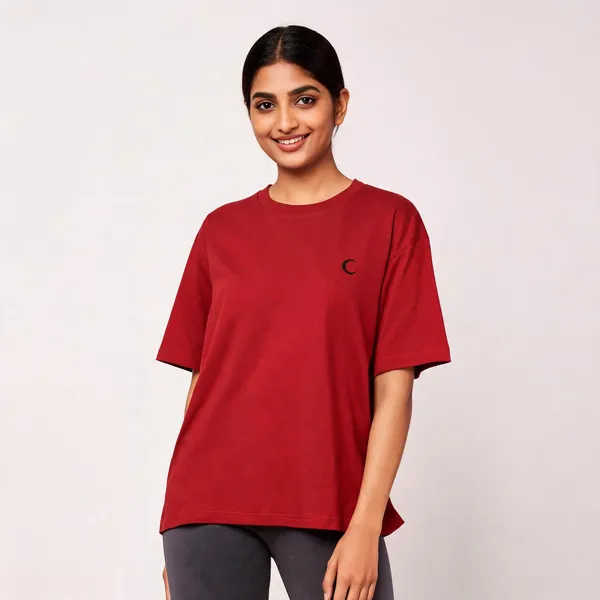 Lunara_Unisex_Oversized_T_Shirt_240_Gsm_Premium_Cotton_Red