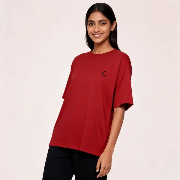 Lunara_Unisex_Oversized_T_Shirt_240_Gsm_Premium_Cotton_Red
