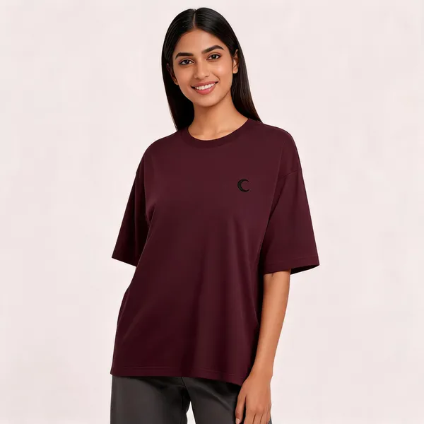 Lunara_Unisex_Oversized_T_Shirt_240_Gsm_Premium_Cotton_Maroon