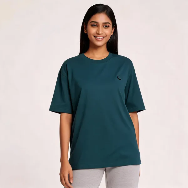 Lunara_Unisex_Oversized_T_Shirt_240_Gsm_Premium_Cotton_Petrol_Blue