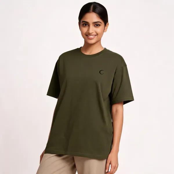 Lunara_Unisex_Oversized_T_Shirt_240_Gsm_Premium_Cotton_Olive_Green
