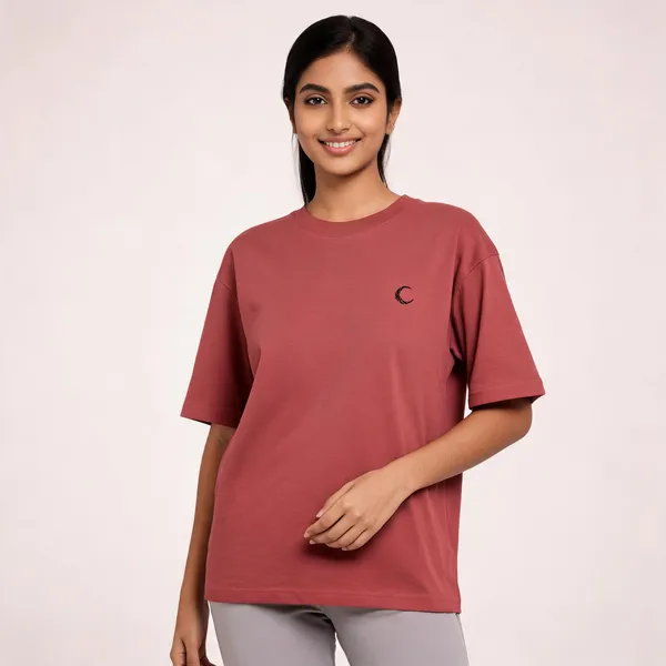 Lunara_Unisex_Oversized_T_Shirt_240_Gsm_Premium_Cotton_Coral