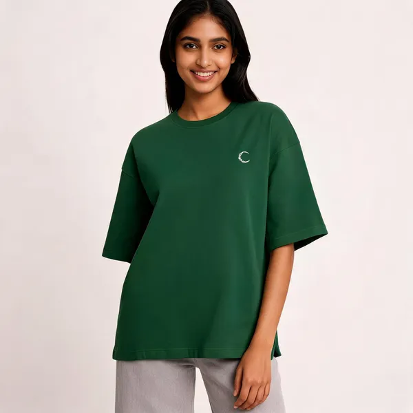 Oversized_Lunara_Terry_Tee_260_Gsm_Drop_Shoulder_Unisex_T_Shirt_Bottle_Green