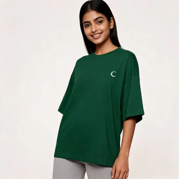 Oversized_Lunara_Terry_Tee_260_Gsm_Drop_Shoulder_Unisex_T_Shirt_Bottle_Green