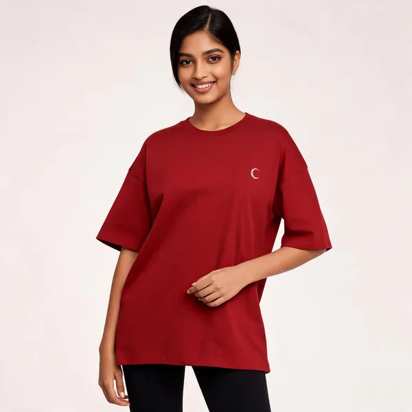 Oversized_Lunara_Terry_Tee_260_Gsm_Drop_Shoulder_Unisex_T_Shirt_Red