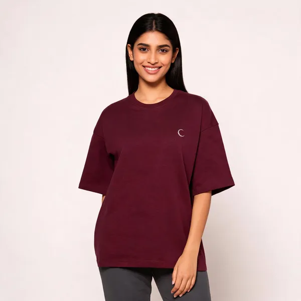 Oversized_Lunara_Terry_Tee_260_Gsm_Drop_Shoulder_Unisex_T_Shirt_Maroon