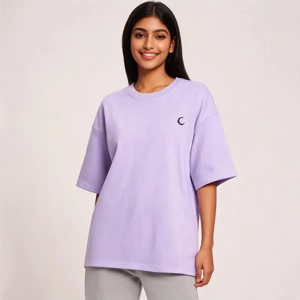 Lunara_Oversized_Terry_Tee_Pastel_Edition_260_Gsm_Unisex_Drop_Shoulder_T_Shirt_Lavender