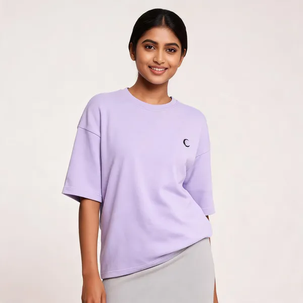 Lunara_Oversized_Terry_Tee_Pastel_Edition_260_Gsm_Unisex_Drop_Shoulder_T_Shirt_Lavender