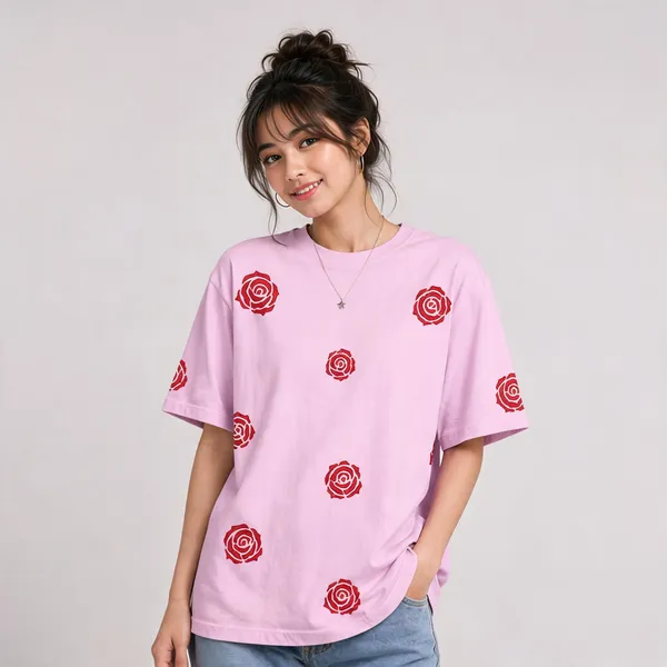 Rose_Unisex_Oversized_Tee_White