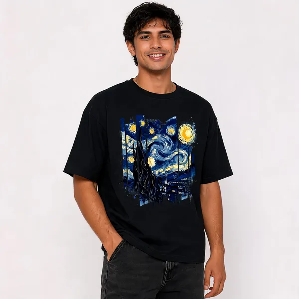 Van_Gogh_Art_Unisex_Classic_Crew_T_Shirt_Navy_Blue