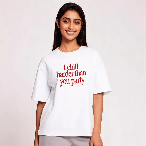 Chill_Harder_Unisex_Oversized_T_Shirt_White