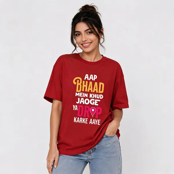 Aap_Bhaad_Mein_Jaoge_Unisex_Crew_T_Shirt_Red