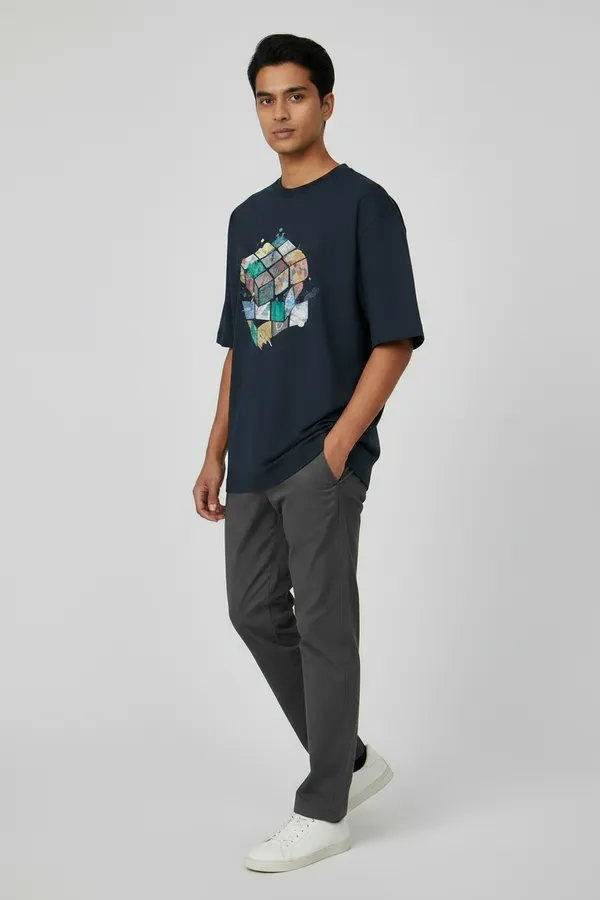 Navy_Blue_Cotton_T-Shirt_For_Unisex