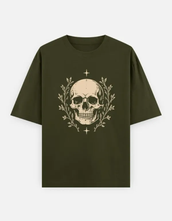 Skull_Unisex_Oversized_T_Shirt_Olive_Green