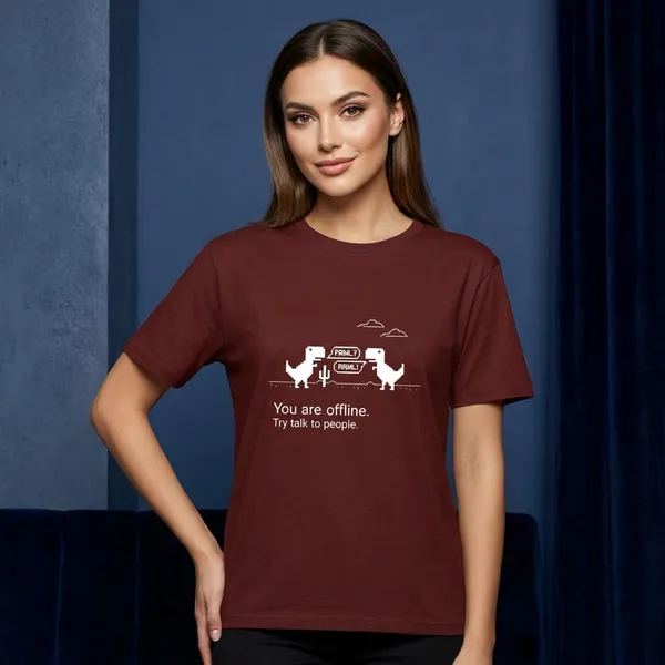 Brick_Red_Cotton_T-Shirt_For_Unisex