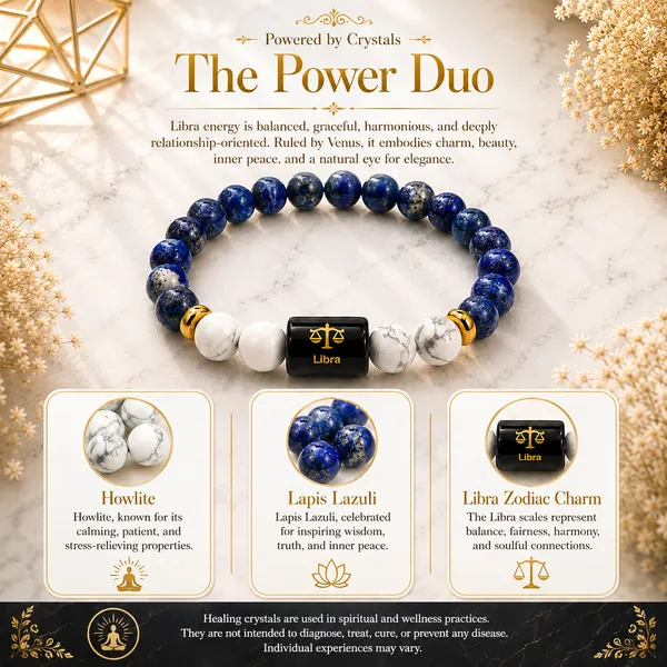 Libra_Rashi_Zodiac_Bracelet_With_Raw_Moroccan_Selenite_Plate_–_Natural_Lapis_Lazuli_&_Howlite_Beaded_Bracelet_For_Tula_Rashi