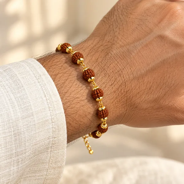 5_Mukhi_Rudraksha_Bracelet_for_Men_|_8_mm_Indonesian_Rudraksha_with_Gold-Tone_Metal_Detailing