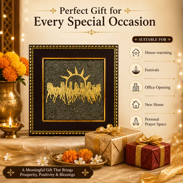 7_Horses_Pyrite_Yantra_Frame_for_Home_&_Office