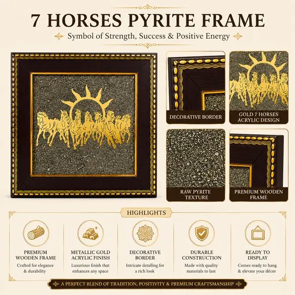 7_Horses_Pyrite_Yantra_Frame_for_Home_&_Office