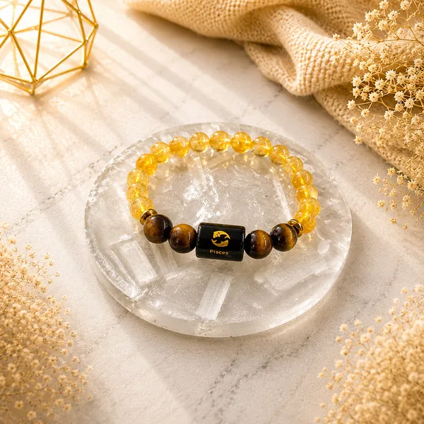 Pisces_Rashi_Zodiac_Bracelet_With_Raw_Moroccan_Selenite_Plate_–_Natural_Citrine_&_Tiger_Eye_Beaded_Bracelet_For_Meen_Rashi